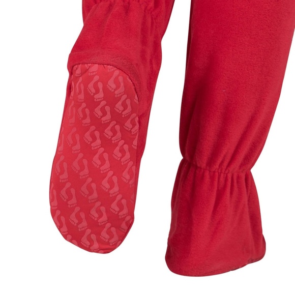 Footed Pajamas With Hood Red Size Kids Medium New - Picture 8 of 8